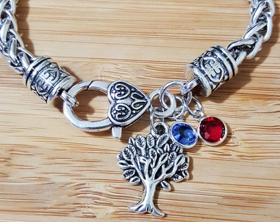 Mom Bracelet with Birthstones / Grandma Bracelet with Birthstones / Birthstone Bracelet / Mom Gift / Grandma Gift / Tree of Life Bracelet