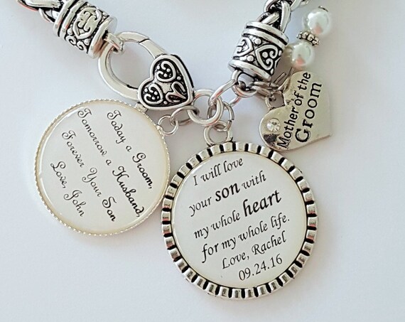 MOTHER of the GROOM BRACELET / Mother in Law Bracelet Personalized Mother of the Groom Bracelet Wedding Keepsake Mother of the Groom Gift