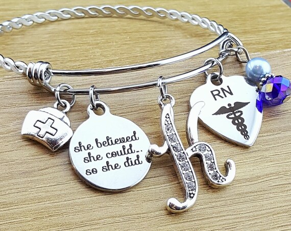 Nurse Graduation Gift Nurse Graduation Bracelet RN Graduation Gift RN Graduation Bracelet BSN Gift for Nurse She Believed She Could She Did