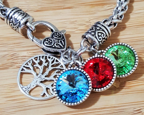 Mom Bracelet with Birthstones / Grandma Bracelet with Birthstones / Birthstone Bracelet / Mom Gift / Grandma Gift / Tree of Life Bracelet