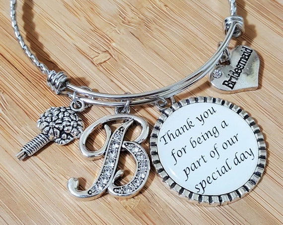 Bridesmaid Gift Bridesmaid Bracelet Initial Maid of Honor Gift Maid of Honor Bracelet Thank You for Standing by My Side Today and Always