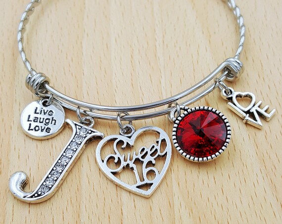 Personalized Sweet 16 Bracelet Sweet 16 Gift Sweet Sixteen Gifts Birthday Bracelet Birthday Gift Birthstone Bracelet Initial Bracelet