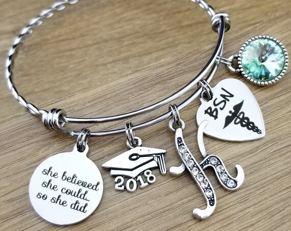 Nurse Graduation Gift Nurse Graduation Bracelet RN Graduation Gift RN Graduation Bracelet BSN Gift for Nurse She Believed She Could She Did