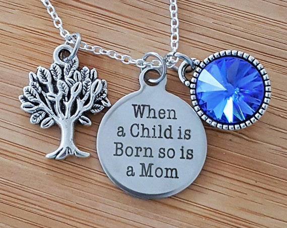 New Mom Necklace New Mom Gift New Mom Push Present New Mommy Gifts Mom Necklace Birthstone Mom Gifts Mom Jewelry Birthstone Necklace for Mom