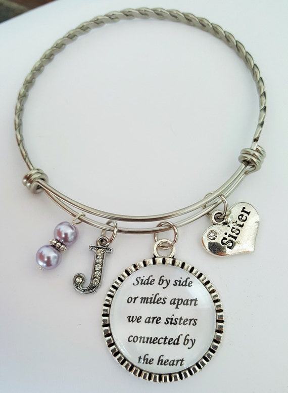 Personalized Sister Bangle / Sister Bracelet / Sister Bangle Bracelet / Sister Gift / Side by side or miles apart