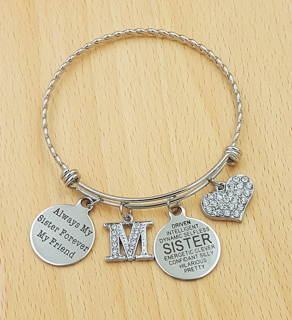 Sister Bracelet Sister Gift Sister Jewelry Gifts for Sister Gift for Sister Always My Sister Forever My Friend Initial Sister Bracelet