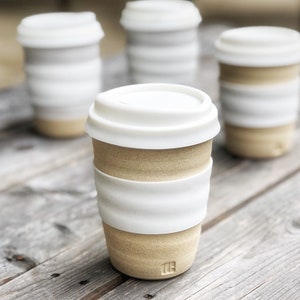 Travel Cup - Natural with lid - Handmade Farmhouse Pottery