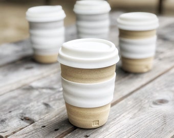 Travel Cup - Natural with lid - Handmade Farmhouse Pottery