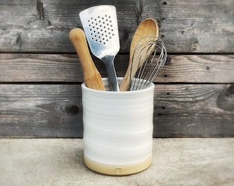 Kitchen Utensil Crock (Medium) - Handmade Farmhouse Pottery