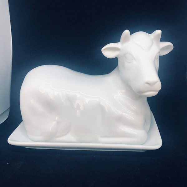 Ceramic Butter Dish With Cow Etsy