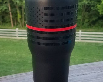 Firefighter tumbler / Firefighter gift / Thin Red Line / RTIC Tumbler 20 oz, 30 oz
