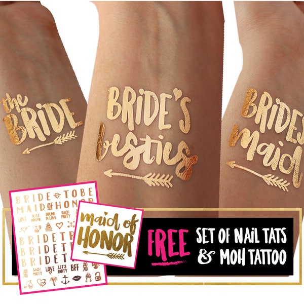 Bride's besties / bridesmaid / the bride tattoo set for bach party hen night girls weekend girls party for the bride jack and jill