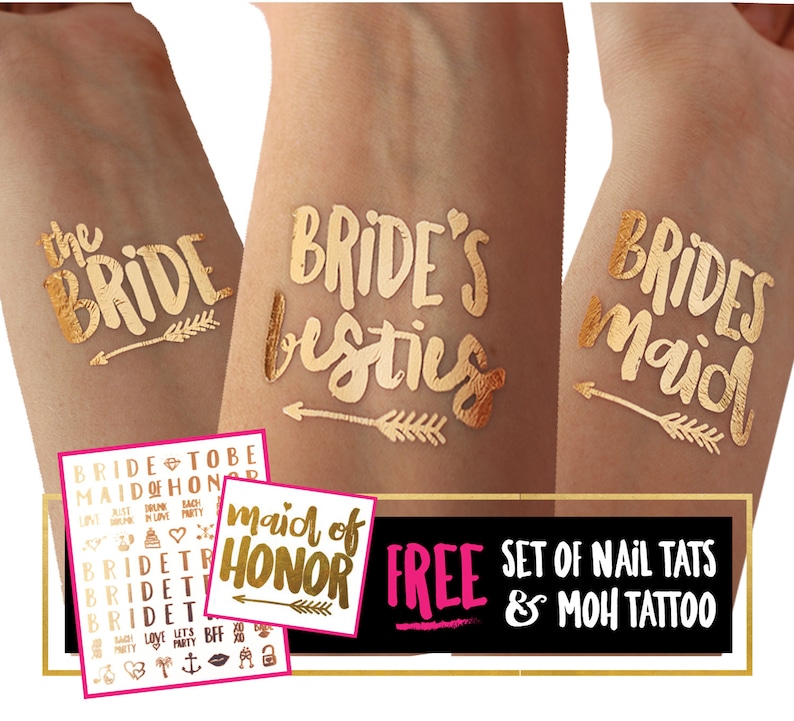 Bride's besties / bridesmaid / the bride tattoo set for bach party hen night girls weekend girls party for the bride jack and jill image 1