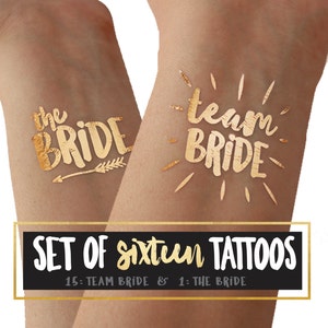 16 tattoos TEAM BRIDE and The BRIDE Bachelorette Party tattoos or hens night tattoos image 1