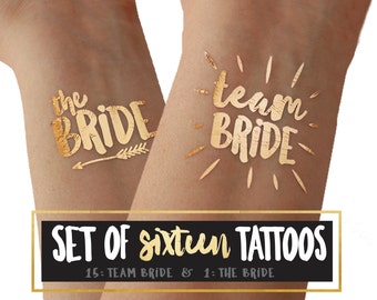 16 tattoos "TEAM BRIDE" and "The BRIDE" Bachelorette Party tattoos or hens night tattoos