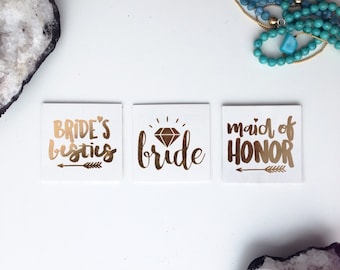 Set of Bridal Bachelorette Tattoos / temporary tattoo / wedding favor / Includes Brides Besties, Bride, and Maid of Honor tattoos