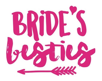 Set of 8 "BRIDE'S BESTIES" hot pink temporary tattoo // bachelorette party set // set of hot pink tattoos // hens party large set
