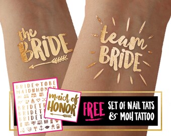 Team Bride tatuajes de despedida de soltera / tatuaje temporal tato tatoo / boda de verano / fiesta en la playa / fiesta de reno