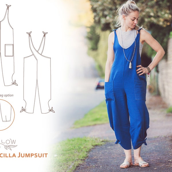 The Scilla Jumpsuit - digital PDF sewing pattern - NEW improved fit with extra tapered leg option - sizes 6 - 24 (UK)