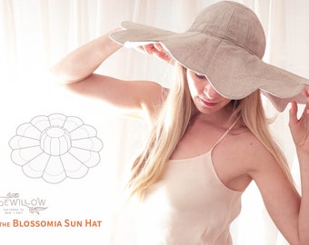 Blossomia Sun Hat - digital PDF sewing pattern - reversible scalloped hat