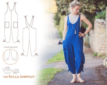 The Scilla Jumpsuit - digital PDF sewing pattern - NEW improved fit with extra tapered leg option - sizes 6 - 24 (UK)