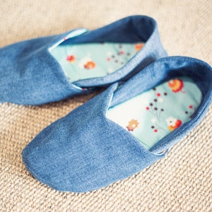 Briza House Slippers digital PDF sewing pattern recycled denim jeans house shoes women's shoe sizes 2 11 UK or 4 13 US image 3