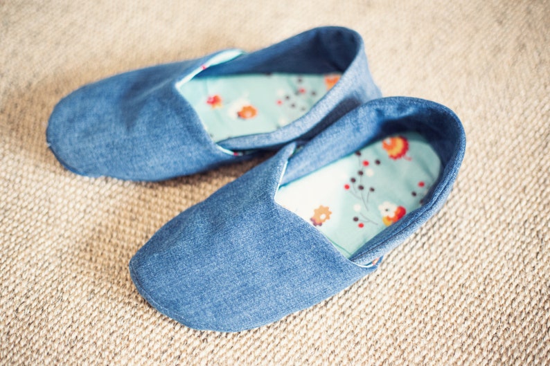 Briza House Slippers digital PDF sewing pattern recycled denim jeans house shoes women's shoe sizes 2 11 UK or 4 13 US image 3