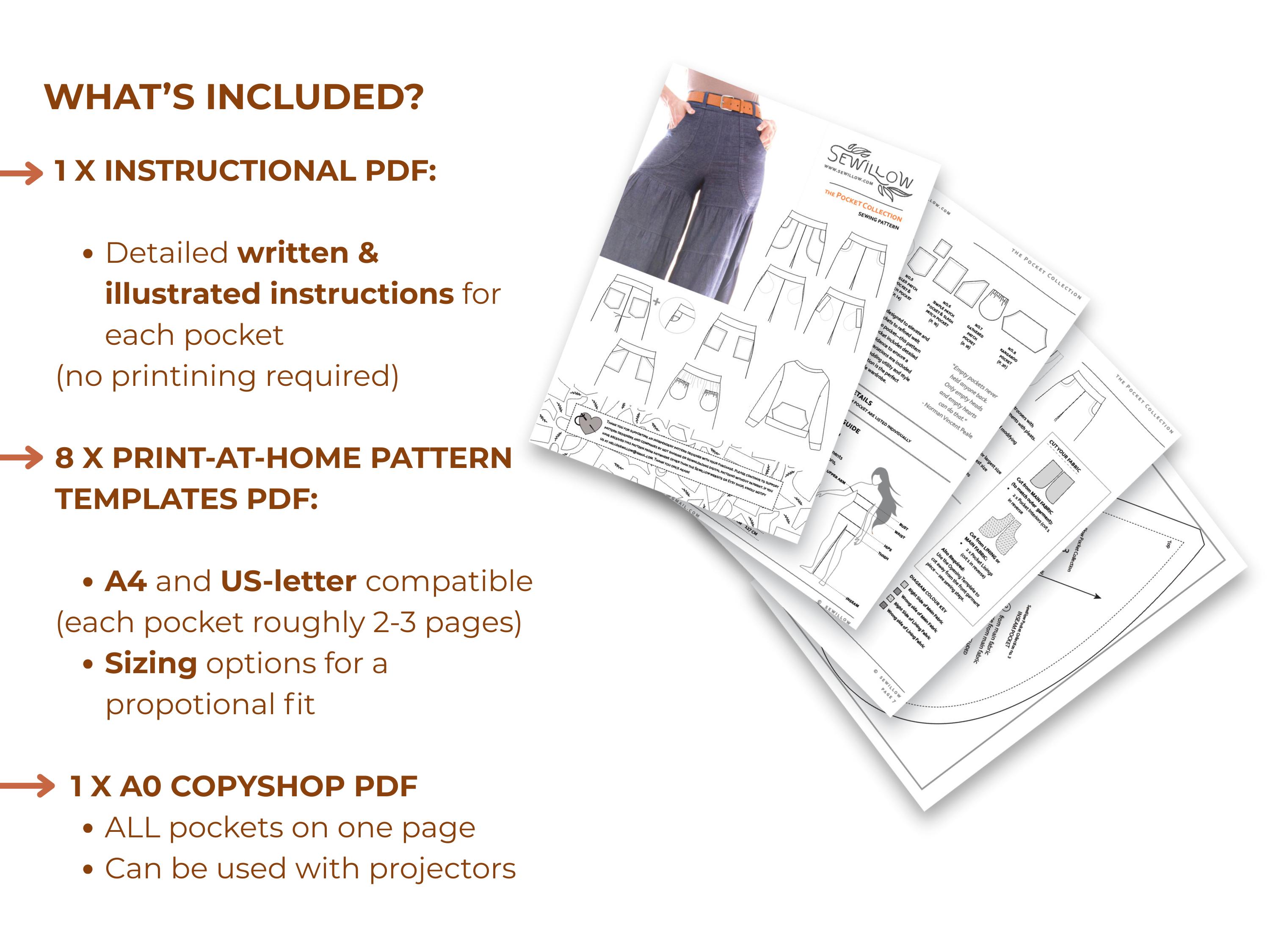 Pocket Sewing Pattern Collection – 8 DIY Styles (PDF Download) - Etsy