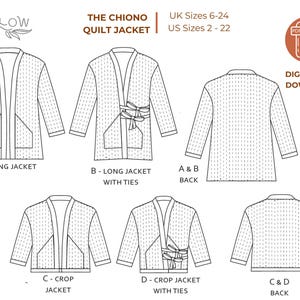 Simple Box Jacket Pattern Quilted Boxy Jacket Sewing Pattern: Long & Crop Coat With Pockets (PDF ...