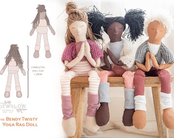 PDF digital sewing pattern: The Bendy Twisty Yoga Rag Doll