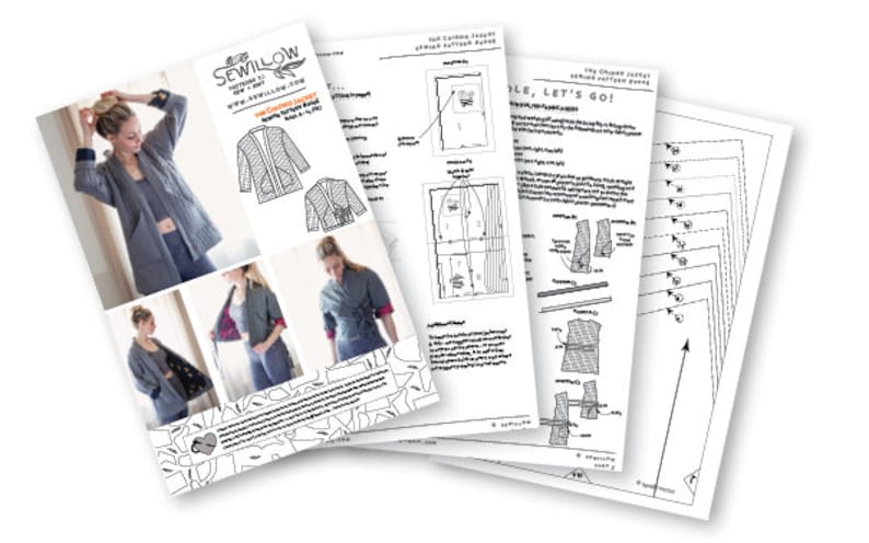 Chiono Quilted Jacket digital PDF sewing pattern. Long and Crop Jacket / coat with or without ties for crossover closure. UK sizes 8 24 zdjęcie 5