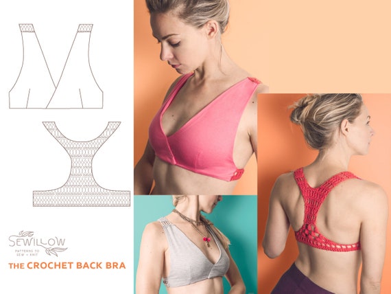 PDF Pattern : Crochet Back Yoga Bra Sewing & Crochet Pattern Lace Back  Sports Bra Tutorial 