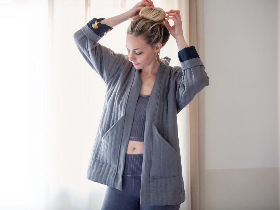 Quilted Jacket Sewing Pattern PDF – Long and Crop Boxy Coat