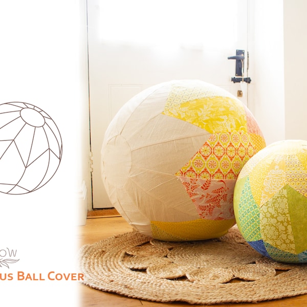 Lotus Ball Cover Digital PDF sewing pattern - yoga, birth, exercise ball zip patchwork cover