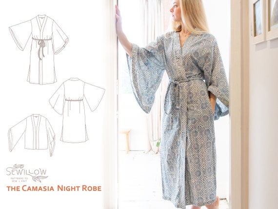 Camassia Night Robe Digital PDF Sewing Pattern Short or Long Robe
