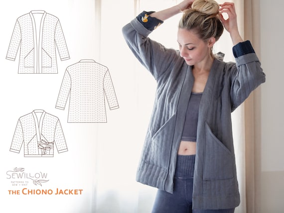 Chiono Quilted Jacket Digital PDF Sewing Pattern. Long and Crop