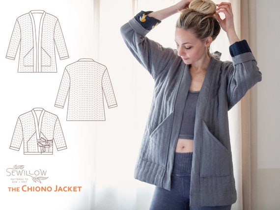 Chiono Quilted Jacket Digital PDF Sewing Pattern. Long and Crop