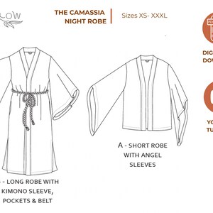Robe Sewing Pattern PDF: Camassia Wrap Robe With Bell Sleeves - Etsy