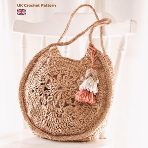 Basket Bag Crochet Pattern, UK Terms, Astaria PDF Digital Download, Round Handbag