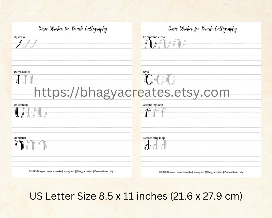 Printable Brush Calligraphy Strokes, Brush Strokes, Calligraphy