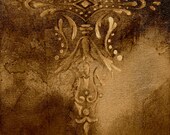 ornament painting, rustic home decor,wall art abstract, vintage ornament painting,sepia,