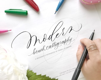 Modern Calligraphy Workbook | Brush Calligraphy Practice Worksheets | Lettering Worksheets | Beginner or Intermediate Traceable Worksheets