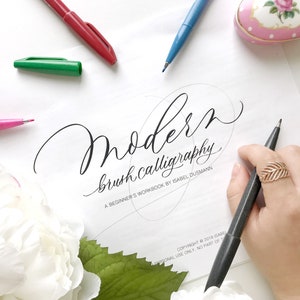 Modern Calligraphy Workbook Brush Calligraphy Practice Worksheets Lettering Worksheets Beginner or Intermediate Traceable Worksheets image 1