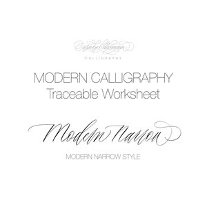 Modern Calligraphy Worksheets | Lettering Beginner or Intermediate Traceable Worksheets | Modern Narrow Style