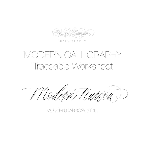 Modern Calligraphy Worksheets | Lettering Beginner or Intermediate Traceable Worksheets | Modern Narrow Style