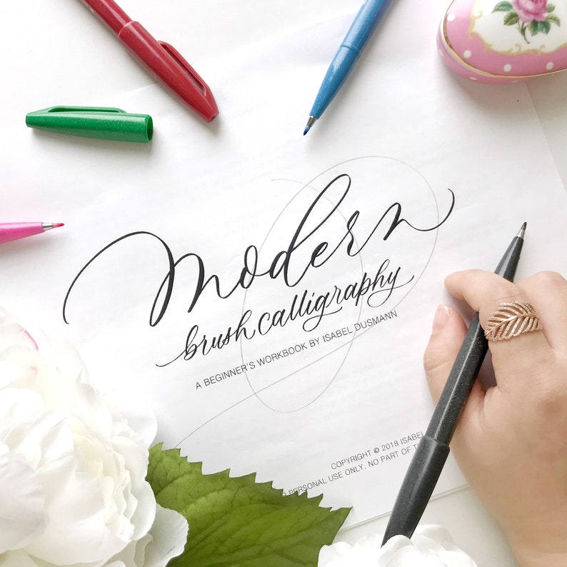 Modern Calligraphy Workbook Brush Calligraphy Practice Worksheets Lettering Worksheets Beginner or Intermediate Traceable Worksheets image 1