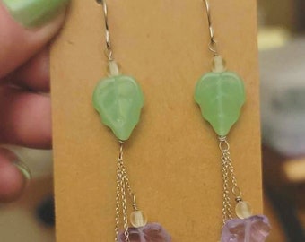 Cascading Alexandrite and Uranium Glass Earrings