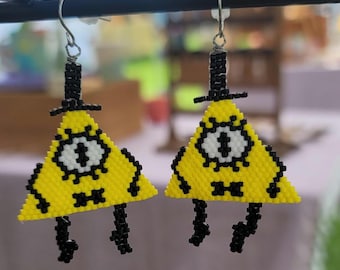 Bill Cipher Seed Bead Earrings