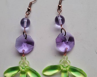Alexandrite and Uranium Glass Fae Earrings