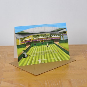 Carte de voeux de tennis de Wimbledon 5 "x 7" / Carte de voeux artistique / Carte de voeux de tennis / Carte d'anniversaire Winbledon